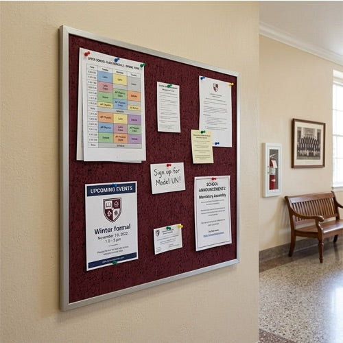 Vinyl over Cork Bulletin Board 30x30 (Open Face with Silver Trim)