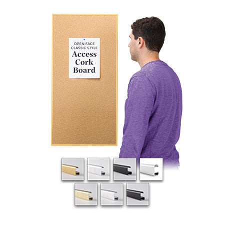 Access Cork Board™ 20" x 26" with Open Face Classic Metal Framed Bulletin Board in 7 Popular Finishes