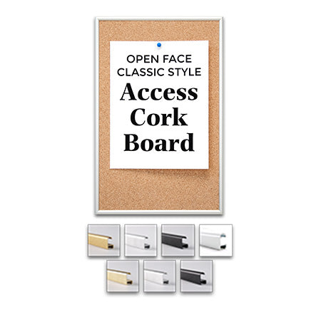 Access Cork Board™ 12x24 Open Face with Classic Metal Picture Frame Cork Bulletin Board