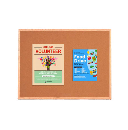 Value Line 12x84 Wood Framed Cork Bulletin Board | Open Face with Hardwood Trim