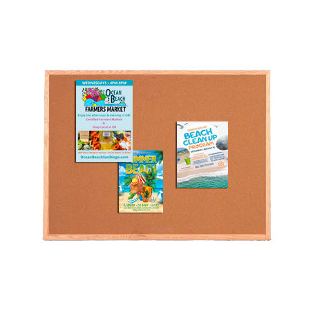 Value Line 12x96 Wood Framed Cork Bulletin Board | Open Face with Hardwood Trim