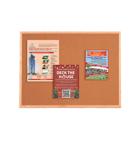 Value Line 24x96 Wood Framed Cork Bulletin Board | Open Face with Hardwood Trim