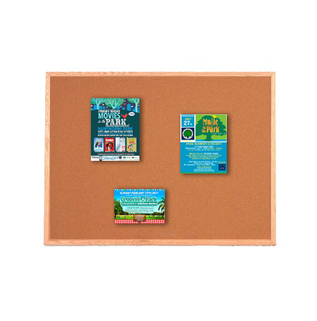 Value Line 48x84 Wood Framed Cork Bulletin Board | Open Face with Hardwood Trim