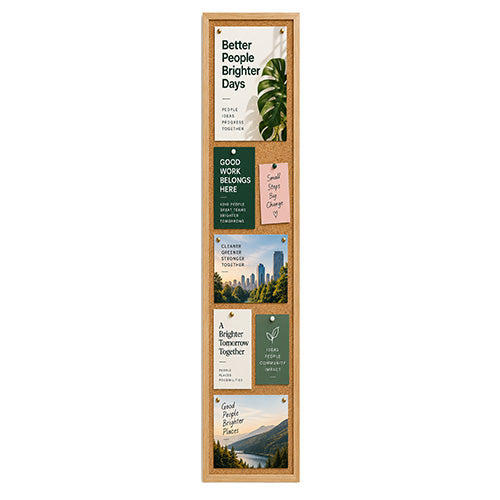 WIDE WOOD 12x72 Framed Cork Bulletin Board (Open Face with 2" Wide Wood Frame)