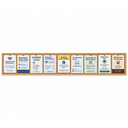 WIDE WOOD 12x96 Framed Cork Bulletin Board (Open Face with 2" Wide Wood Frame)