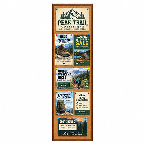 WIDE WOOD 24x96 Framed Cork Bulletin Board (Open Face with 2" Wide Wood Frame)