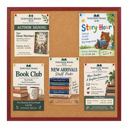 WIDE WOOD 30x30 Framed Cork Bulletin Board (Open Face with 2" Wide Wood Frame)
