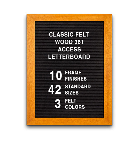 Access Letterboard 15 x 20 Open Face 361 Wood Framed FELT Letter Board