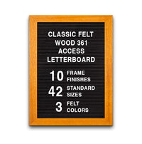 Access Letterboard 16 x 20 Open Face 361 Wood Framed FELT Letter Board