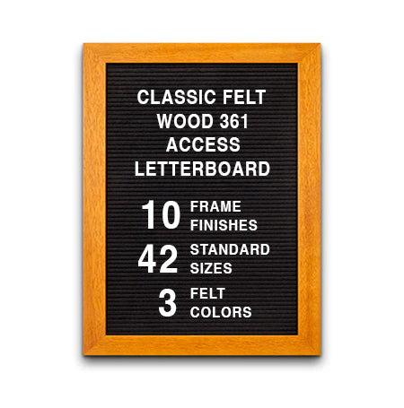 Access Letterboard 16 x 20 Open Face 361 Wood Framed FELT Letter Board