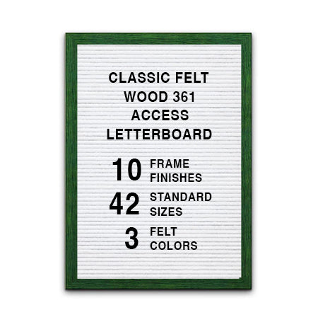 Access Letter Board 20 x 24 Open Face #361 Wood Framed Letterboard Framed in 3 Felt Board Colors