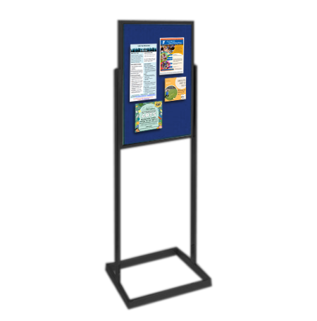 22 x 28 EASY-TACK Pedestal Sign Holder Stand with Open Face Display Board, Single-Sided, Black Aluminum