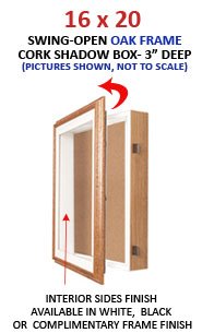 SwingFrame Oak Wood 16 x 20 Shadowbox with Cork Board (3" Deep)