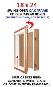 SwingFrame 18 x 24 Oak Wood Shadowbox with Cork Board (1" Deep)