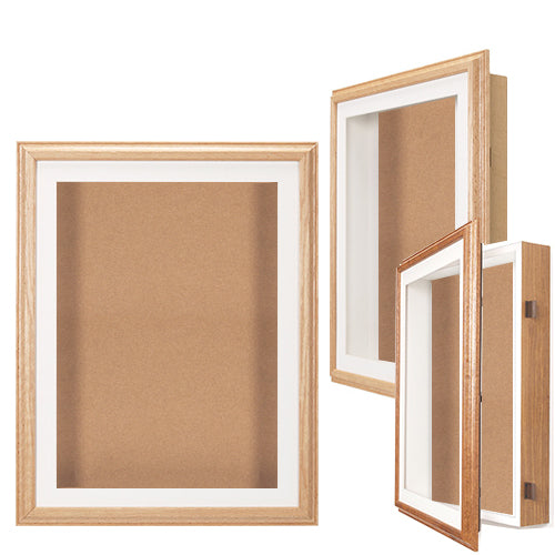 SwingFrame Oak Wood 24 x 36 Shadowbox with Cork Board (2" Deep)