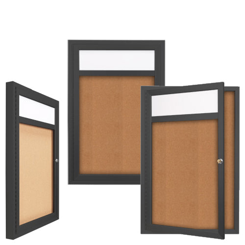 All-Weather Outdoor Enclosed Bulletin Board Display Case 11x17 With Your Message Header and Single Door Metal Cabinet