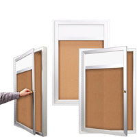 All-Weather Outdoor LED Lighted Enclosed Bulletin Board 36 x 48 with Your Personalized Header, and Large, Single Door Metal Cabinet