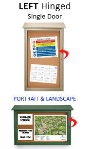 Eco-Design 24"x 30" Outdoor Message Center with Bulletin Board and Faux Wood Cabinet + Two Posts