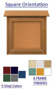 36" x 36" Outdoor Message Center Cork Board | LEFT Hinged - Single Door Information Board