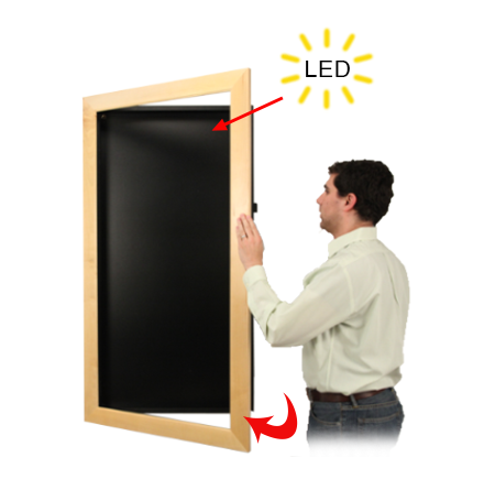 LED Lighted Large Shadow Box Display Case WIDE WOOD Framed SwingFrames | 7" Deep Shadowbox Useable Interior | 25+ Sizes