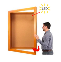 4" Deep LED Lighted Large Shadow Box Display Case with Cork Board | Wide Wood SwingFrame | 25+ Sizes