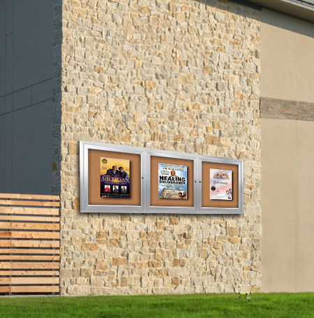 SwingCase 96 x 30 Outdoor Enclosed Bulletin Boards 3 DOOR