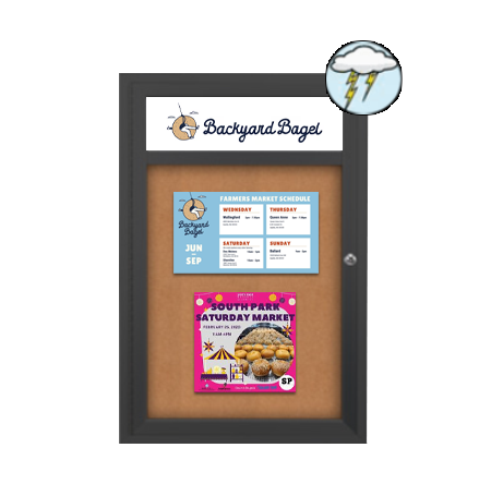 Outdoor Enclosed Bulletin Boards with Header 27 x 39 (Single Door)