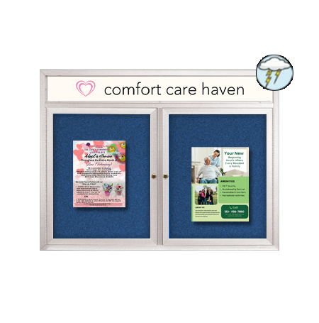 Enclosed Outdoor Bulletin Boards 84" x 30" with Message Header (2 DOOR)