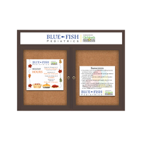 40 x 40 Enclosed Outdoor Bulletin Boards with Header & Lights 2 DOOR