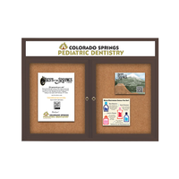 72 x 30 Enclosed Outdoor Bulletin Boards with Header & Lights 2 DOOR