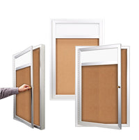 Indoor Enclosed Bulletin Boards 27 x 40 w Header & Light (Single Door)