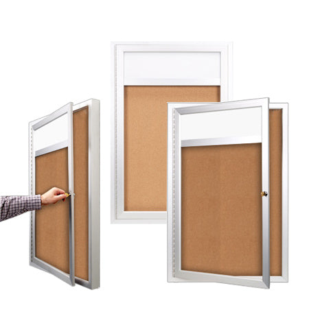 Indoor Enclosed Bulletin Boards 18 x 24 w Header & Light (Single Door)