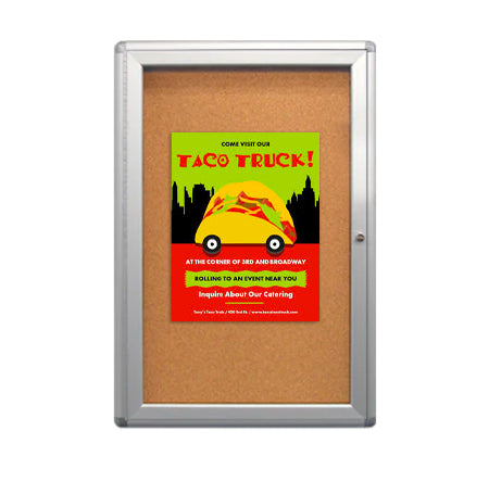 11 x 14 Indoor Enclosed Bulletin Board with Rounded Corners (Single Door)