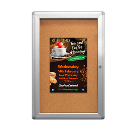 27 x 40 Indoor Enclosed Bulletin Board with Rounded Corners (Single Door)