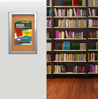 36 x 36 Indoor Enclosed Bulletin Board with Rounded Corners (Single Door)