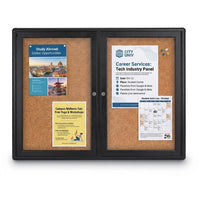 Indoor Enclosed Bulletin Boards 42 x 32 with Rounded Corners (2 DOORS)