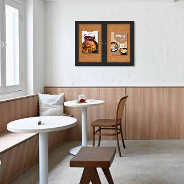 Indoor Enclosed Bulletin Boards 48 x 60 with Rounded Corners (2 DOORS)