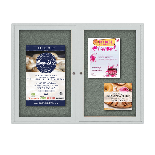 Indoor Enclosed Bulletin Boards 60 x 40 with Rounded Corners (2 DOORS)