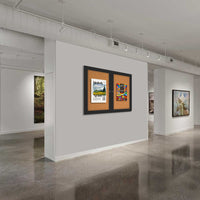 Indoor Enclosed Bulletin Boards 72 x 36 with Rounded Corners (2 DOORS)