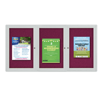 Indoor Enclosed Bulletin Boards 72 x 48 with Rounded Corners (3 DOORS)