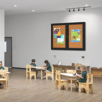 Indoor Enclosed Bulletin Boards 72 x 48 with Rounded Corners (2 DOORS)