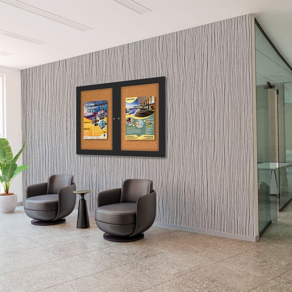 Indoor Enclosed Bulletin Boards 72 x 48 with Rounded Corners (2 DOORS)
