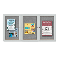 Indoor Enclosed Bulletin Boards 84 x 30 with Rounded Corners (3 DOORS)