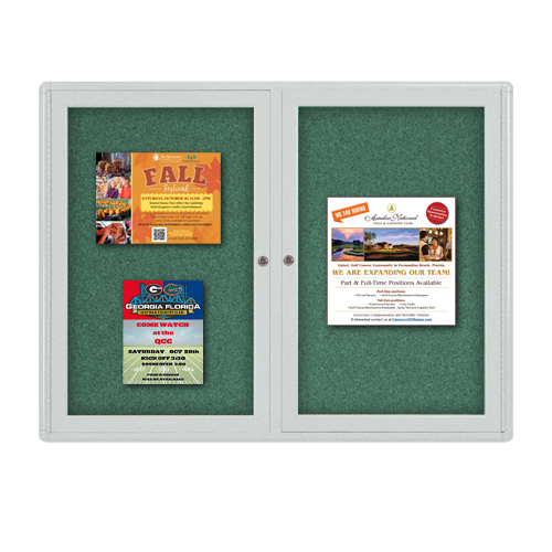 Indoor Enclosed Bulletin Boards 84 x 30 with Rounded Corners (2 DOORS)