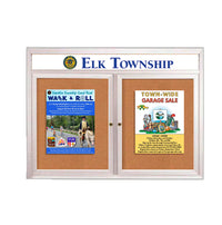 Indoor Enclosed Bulletin Boards 60 x 36 with Rounded Corners 2 Doors & Personalized Header