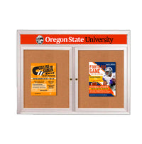 Indoor Enclosed Bulletin Boards 72 x 36 with Rounded Corners 2 Doors & Personalized Header