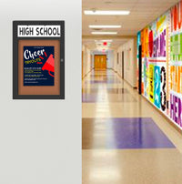 Indoor Enclosed Bulletin Boards 18 x 24 with Header (Radius Edge)