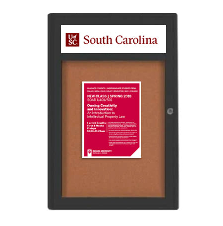 Indoor Enclosed Bulletin Boards 19 x 24 with Header (Radius Edge)