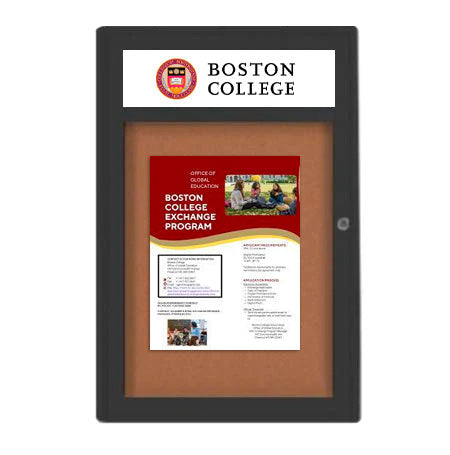 Indoor Enclosed Bulletin Boards 30 x 40 with Header (Radius Edge)