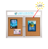 Enclosed Indoor Bulletin Boards 40 x 50 with Header & Lights (Radius Edge) (2 DOORS)